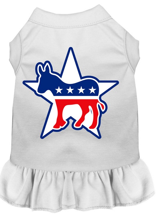 Democrat Screen Print Dress White Lg